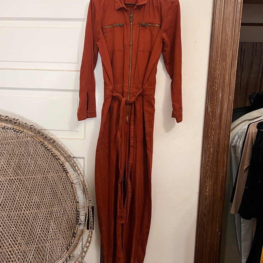 Lucky Brand Rust Orange Jumpsuit with Zipper Details